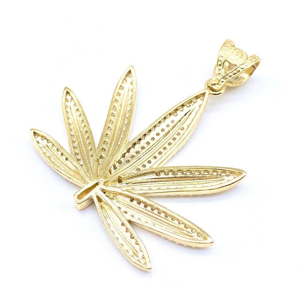 10k CZ Marijuana Leaf Pendant - Yellow Brick Empire