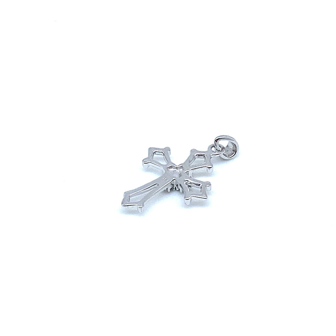 Diamond Cross Pendant 10k White Gold 0.05ct