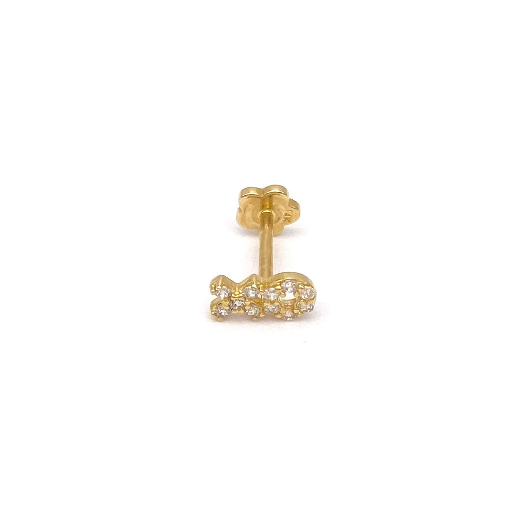 14k CZ XO Internal Threaded Stud