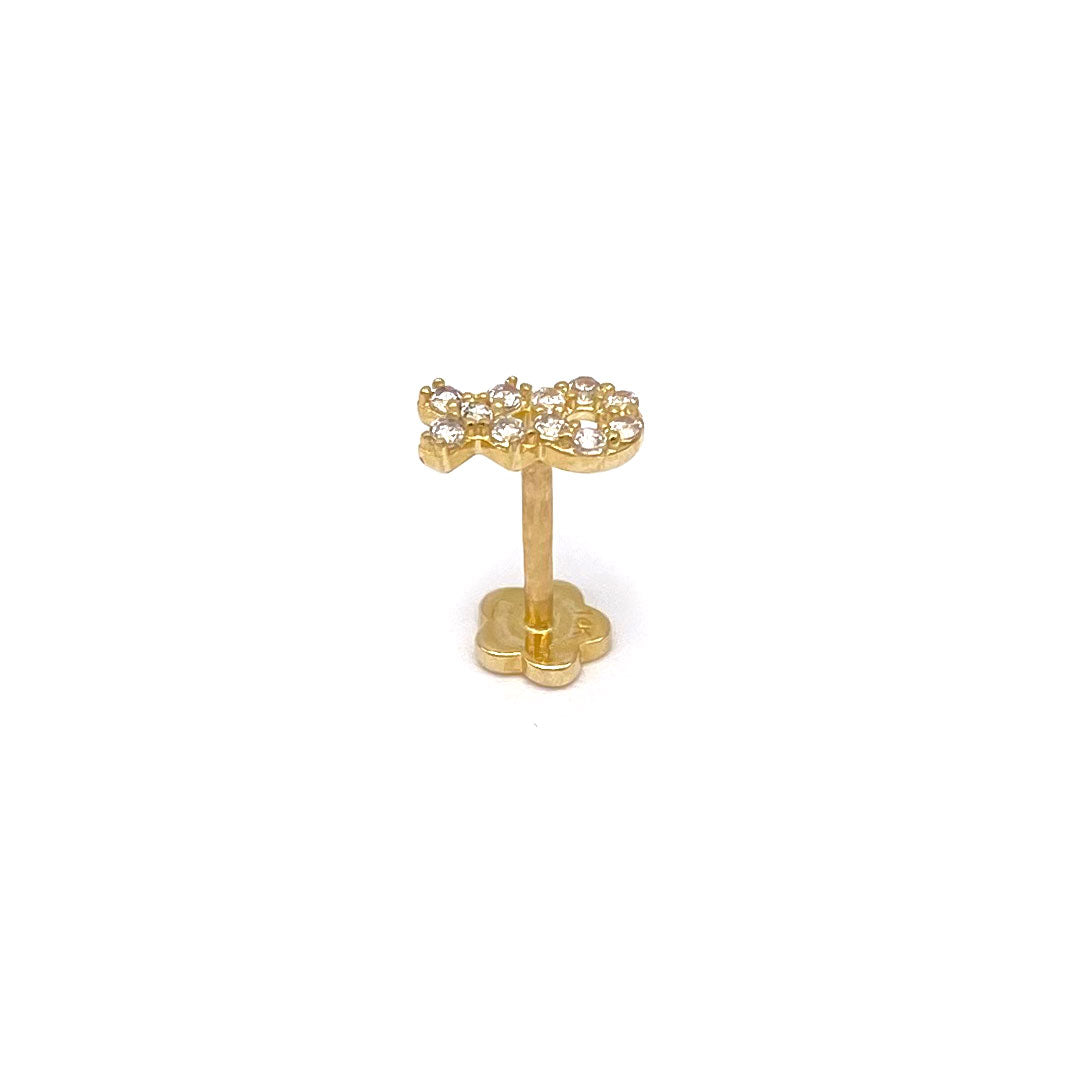 14k CZ XO Internal Threaded Stud